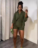 Solid Color Bat Sleeve Women Two Piece Summer Set S-3XL