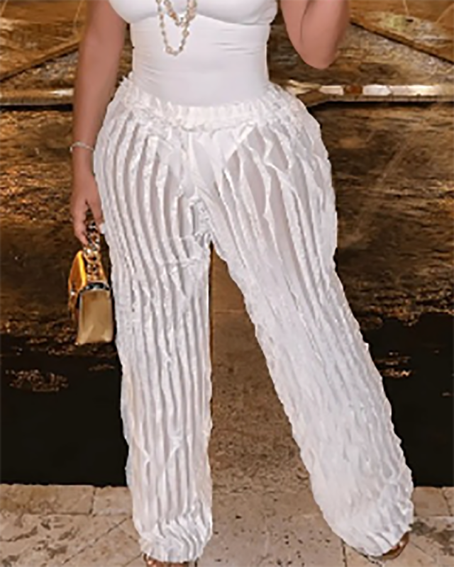 Ruffle Women Summer Wide Leg Pants S-XXL