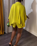 Solid Color Bat Sleeve Women Two Piece Summer Set S-3XL