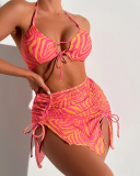 Stripe Printed Women 3 Piece Set Swimwear S-L