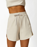 Lapel Zipper Neck T-shirt Loose Sports Shorts Fitness Pants Yoga Two-piece Sets S-L