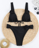 Solid Color Women High Waist Bikini Set S-L