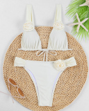Solid Color Women High Waist Bikini Set S-L