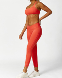 Breathable Solid Color Running Strappy Sports Bra Shorts Pants S-L