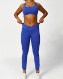 Breathable Solid Color Running Strappy Sports Bra Shorts Pants S-L