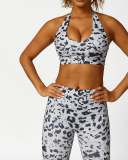 Presale Leopard Pring Halter Neck Bra Shorts Pants Sports Matching Sets Two-piece Sets S-L