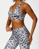 Presale Leopard Pring Halter Neck Bra Shorts Pants Sports Matching Sets Two-piece Sets S-L