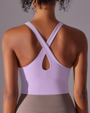 Women Running U Neck Criss Cross Yoga Vest S-XL