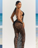 3PCS Set Hollow Out Swimwear Set Include Cover Up Dress S-XL