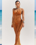 3PCS Set Hollow Out Swimwear Set Include Cover Up Dress S-XL