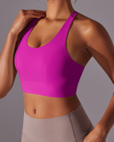 Women Fixed Pad Back Button Protection Sports Bra S-XL