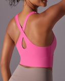 Women Running U Neck Criss Cross Yoga Vest S-XL