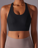 Women Fixed Pad Back Button Protection Sports Bra S-XL