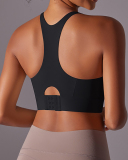 Women Fixed Pad Back Button Protection Sports Bra S-XL