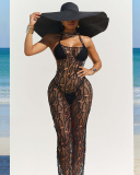 3PCS Set Hollow Out Swimwear Set Include Cover Up Dress S-XL