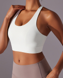Women Fixed Pad Back Button Protection Sports Bra S-XL