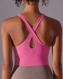 Women Running U Neck Criss Cross Yoga Vest S-XL