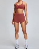 Women Quick Drying Criss Cross Back Hips Lift Sports Yoga Two-piece Sets S-XL