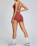 Women Quick Drying Criss Cross Back Hips Lift Sports Yoga Two-piece Sets S-XL