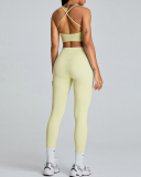 Summer Slim Sports High Waist Pants Yoga Two-piece Set S-XL