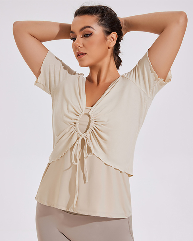  Fashion Short Sleeve Sports Cover Quick Drying Plus Size T-shirt Vest Brown Apricot Black XL-4XL