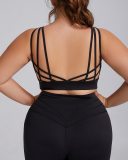 Charming V Neck Criss Strappy Back Shockproof Plus Size Fitness Bra Purple Blue Brown Black XL-3XL