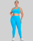 Women Solid Color High Waist Good Elastic Plus Size Leggings Blue Black Pink XL-4XL