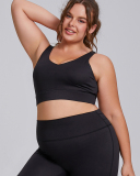 Charming V Neck Criss Strappy Back Shockproof Plus Size Fitness Bra Purple Blue Brown Black XL-3XL