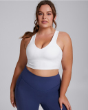 Women Comfortable High Elastic I Back Plus Size Sports Bra Black White Mocha Navy Blue Khaki XL-3XL