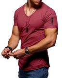 Mens Solid Color V Neck Plus Size Casual Sports T-shirt S-5XL