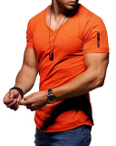 Mens Solid Color V Neck Plus Size Casual Sports T-shirt S-5XL