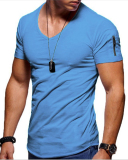 Mens Solid Color V Neck Plus Size Casual Sports T-shirt S-5XL