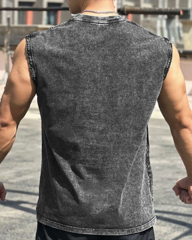Outdoor Running Casual Men's Sports Fitness Vest Gray Coffee M-3XL