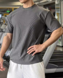 Men's O Neck Short Sleeve Solid Color Loose Sports T-shirt M-3XL