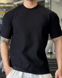 Men's O Neck Short Sleeve Solid Color Loose Sports T-shirt M-3XL