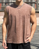Outdoor Running Casual Men's Sports Fitness Vest Gray Coffee M-3XL