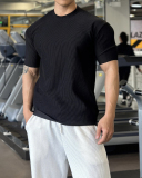 Men's O Neck Short Sleeve Solid Color Loose Sports T-shirt M-3XL