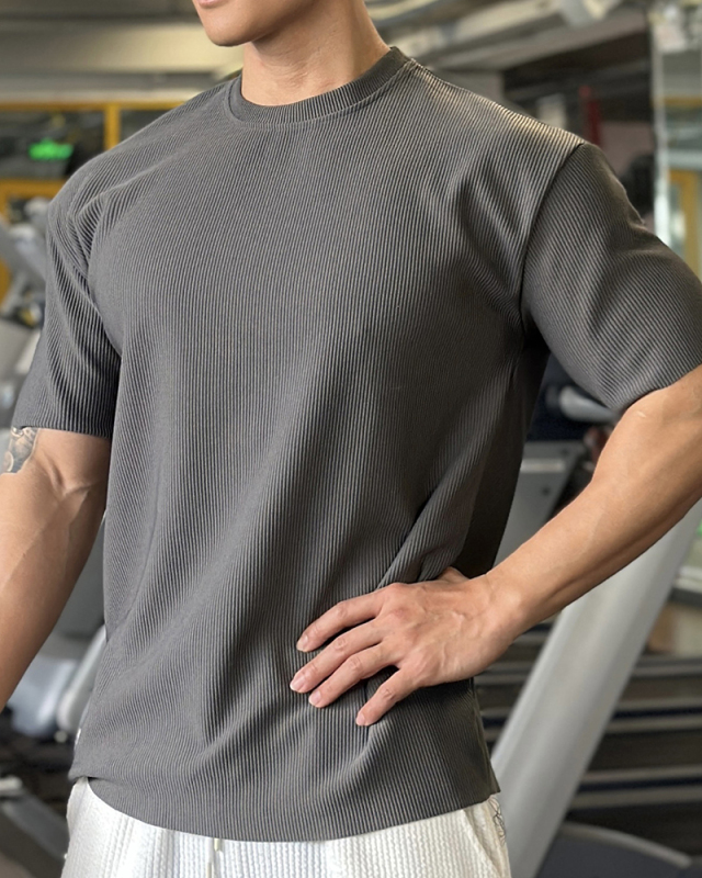 Men's O Neck Short Sleeve Solid Color Loose Sports T-shirt M-3XL
