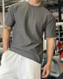 Men's O Neck Short Sleeve Solid Color Loose Sports T-shirt M-3XL