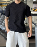 Men's O Neck Short Sleeve Solid Color Loose Sports T-shirt M-3XL
