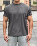 Men's O Neck Short Sleeve Solid Color Loose Sports T-shirt M-3XL