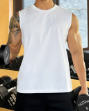 Sleeveless Men's Hole Sports Casual Summer Vest White Gray Black M-3XL