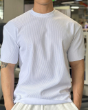 Men's O Neck Short Sleeve Solid Color Loose Sports T-shirt M-3XL