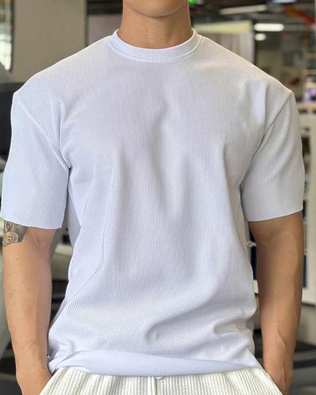 Men's O Neck Short Sleeve Solid Color Loose Sports T-shirt M-3XL