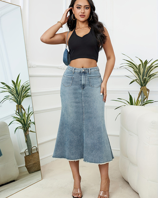 Wholesale Tail Women Jean Skirt S-XXL