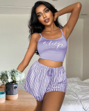 Summer Confortable Women Sleep Sling Printed Vest Homewear Housewear Shorts Sets S-3XL
