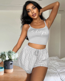 Summer Confortable Women Sleep Sling Printed Vest Homewear Housewear Shorts Sets S-3XL