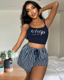 Summer Confortable Women Sleep Sling Printed Vest Homewear Housewear Shorts Sets S-3XL