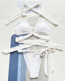 White Hollow Out Women Fashion Two Piece Swimsuit XS-L