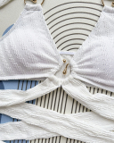 White Hollow Out Women Fashion Two Piece Swimsuit XS-L
